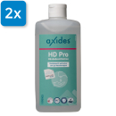 Eine 500ml Flasche Axides HD Pro. Oben links ist ein blaues Viereck mit der Aufschrift 